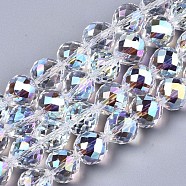 Electroplate Glass Beads Strands, AB Color Plated, Faceted Teardrop, Clear AB, 12x12mm, Hole: 1.2mm, about 50pcs/strand, 23.62''(60cm)(EGLA-S194-05A-G01)
