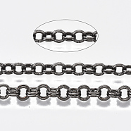 Iron Rolo Chains, Double Link Chains, Unwelded, with Spool, Gunmetal, Link: 5x0.8mm, about 82.02 Feet(25m)/roll(CH-S125-011B-B)