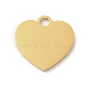 Ion Plating(IP) 304 Stainless Steel Pendants, Stamping Blank Tag, Heart Charm, Real 18K Gold Plated, 20x20x1.5mm, Hole: 3mm(STAS-K270-27B-G)