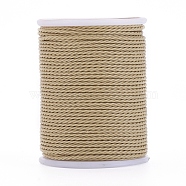 Round Waxed Polyester Cord, Taiwan Waxed Cord, Twisted Cord, Tan, 1mm, about 12.02 yards(11m)/roll(YC-G006-01-1.0mm-20)