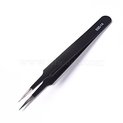 Stainless Steel Beading Tweezers, Black, 120x10x5mm(TOOL-WH0079-63)