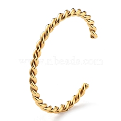 Ion Plating(IP) 304 Stainless Steel Cuff Bangles for Women, Long-Lasting Plated, Twist, Real 18K Gold Plated, 1/8 inch(0.45cm), Inner Diameter: 2-1/4 inch(5.6cm)(BJEW-M310-01G)