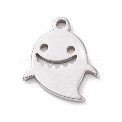 304 Stainless Steel Charms, Ghost Charms, Stainless Steel Color, 12x10x1mm, Hole: 1mm(STAS-G287-02P)