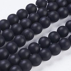 Synthetic Black Stone Bead Strands, Frosted, Round, 10~11mm, Hole: 1mm, about 37~40pcs/strand, 14.9~15.1 inch(38~38.5cm)(G-R345-10mm-38-1)
