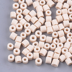 Opaque Glass Bugle Beads, Round Hole, PeachPuff, 7~7.5x6~6.5mm, Hole: 2.5mm, about 800pcs/bag(SEED-S023-02I)