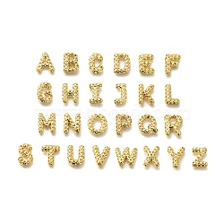 Hollow Brass Pendants, Letter A~Z Charms, Rack Plating, Long-Lasting Plated, Cadmium Free & Lead Free, Real 18K Gold Plated, 20.5~23.5x13~25.5x5.5~9.5mm, Hole: 5x2.7mm(KK-F884-G02)