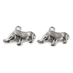 316 Stainless Steel Pendants, Wild Pig Charm, Stainless Steel Color, 14x22.5x3.5mm, Hole: 2mm(STAS-B047-19P)