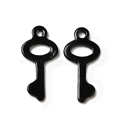 Spray Painted 201 Stainless Steel Pendants, Key Charm, Black, 16x7.5x1mm, Hole: 1.2mm(STAS-I672-09A)