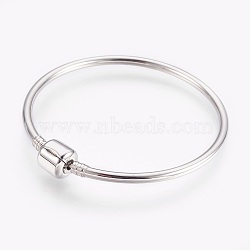 304 Stainless Steel European Style Bangle Making, with Clasps, Stainless Steel Color, 2-1/4 inch(5.8cm), 3mm(BJEW-I267-001C)