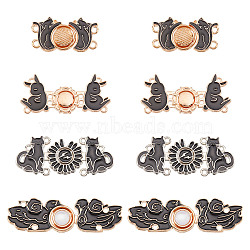 8 Sets 4 Style Alloy Enamel Adjustment Waist Tightener Buckle Buttons, for Dress Jeans Too Big Loose, Cat & Duck & Rabbit, Black, 14~17x28~46.5x2.5~4.5mm, Hole: 1.4~1.6mm, 2 sets/style(FIND-NB0002-69)