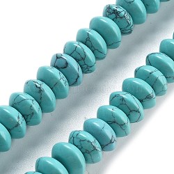 Synthetic Turquoise Beads Strands, Saucer Beads, 10x5mm, Hole: 0.7mm, about 40pcs/strand, 8.19''~8.54''(20.8~21.7cm)(G-P559-A11-02)