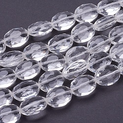 Glass Bead Strands, Crystal Bead Strands, Faceted, Oval, Clear, 16x12x7mm, Hole: 1mm, about 50pcs/strand, 31.5 inch(X-GLAA-R196-16x12mm-01)