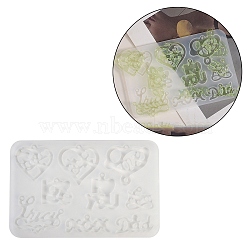 DIY Silicone Pendant Molds, Resin Casting Molds, For UV Resin, Epoxy Resin Jewelry Pendant Making, White, Heart, 85x130x5.5mm, Hole: 2mm, Inner Diameter: 16~37.5x24~40.5mm(DIY-A054-02A)