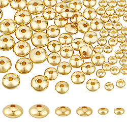 BENECREAT 3 Styles Brass Spacer Beads, Saucer Beads, Long-Lasting Plated, Real 18K Gold Plated, 4~8x2~4mm, Hole: 1.6~2mm(KK-BC0013-16)