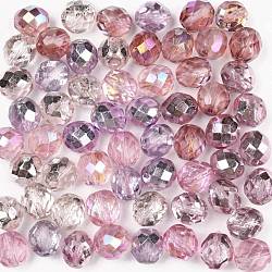 Fire-Polished Czech Glass Beads, Faceted, Ananas, Pink, 10x10mm, Hole: 1.4mm, about 60pcs/bag(LAMP-O017-151-DM10)