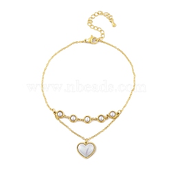 Ion Plating(IP) 304 Stainless Steel Anklets, with Plastic Beads, Golden, 8-1/4 inch(21cm)(AJEW-H148-09G-01)