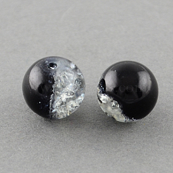 Spray Painted Crackle Glass Beads Strands, Round, Black, 12mm, Hole: 1.3~1.6mm, 31.4 inch(X-CCG-Q002-12mm-11)