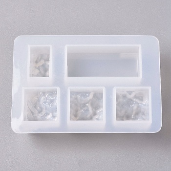 Silicone Molds, Resin Casting Molds, For UV Resin, Epoxy Resin Jewelry Making, Mountain, White, 92x64x21mm, Inner Size: 1: 12x20mm, 2: 20x45mm, 3/4/5: 20x20mm