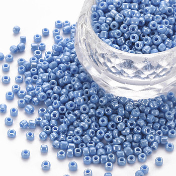 Glass Seed Beads, Opaque Colors Lustered, Round, Cornflower Blue, 4mm, Hole: 1.5mm, about 4500pcs/pound