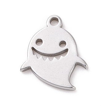 304 Stainless Steel Charms, Ghost Charms, Stainless Steel Color, 12x10x1mm, Hole: 1mm