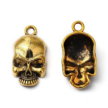 Tibetan Style Alloy Pendants, Cadmium Free & Lead Free, Skull, for Halloween Day, Antique Golden, 19x10x5mm, Hole: 2mm