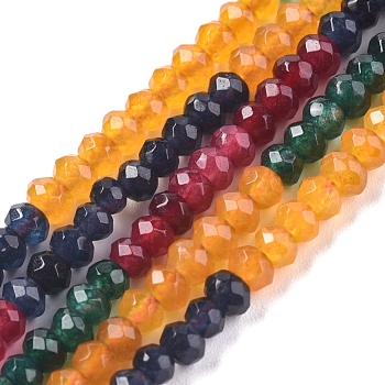 Dyed Natural Malaysia Jade Rondelle Beads Strands, Faceted, Colorful, 4x2~3mm, Hole: 1mm, about 115pcs/strand, 14 inch