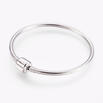 304 Stainless Steel European Style Bangle Making, with Clasps, Stainless Steel Color, 2-1/4 inch(5.8cm), 3mm