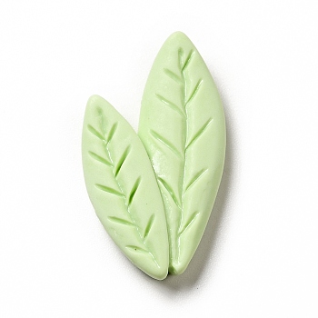 Spring Theme Opaque Resin Cabochons, Light Green, Leaf, 26x15.5x5.5mm