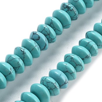 Synthetic Turquoise Beads Strands, Saucer Beads, 10x5mm, Hole: 0.7mm, about 40pcs/strand, 8.19''~8.54''(20.8~21.7cm)