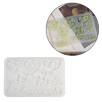 DIY Silicone Pendant Molds, Resin Casting Molds, For UV Resin, Epoxy Resin Jewelry Pendant Making, White, Heart, 85x130x5.5mm, Hole: 2mm, Inner Diameter: 16~37.5x24~40.5mm