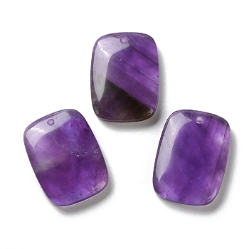 Natural Amethyst Pendants, Rectangle Charms, 24.5~25x17.5~18x4~4.5mm, Hole: 1.5mm