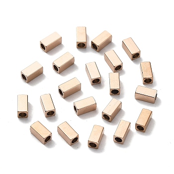 Ion Plating(IP) 304Stainless Steel Beads, Cuboid, Rose Gold, 6x3x3mm, Hole: 1.8mm