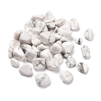 Natural Howlite Beads, No Hole, Nuggets, Tumbled Stone, Healing Stones for 7 Chakras Balancing, Crystal Therapy, Meditation, Reiki, Vase Filler Gems, 9~45x8~25x4~20mm, about 112pcs/1000g