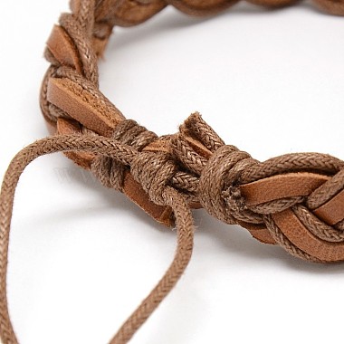 Trendy Unisex Casual Style Braided Waxed Cord and Leather Bracelets(BJEW-L297-03)-3