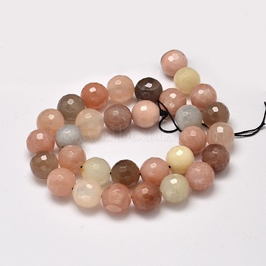 Grade AA Natural Multi-Moonstone Faceted Round Beads Strands(G-M296-07-12mm)-2