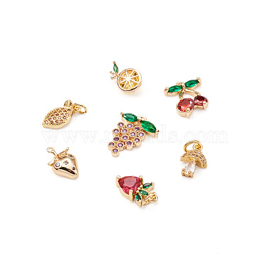 16Pcs 8 Style Brass Micro Pave Gold Cubic Zirconia Charms(ZIRC-FW0001-01)-2
