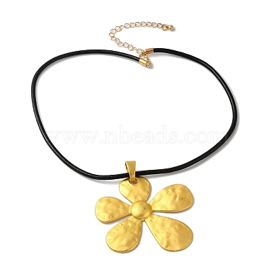 5-colliers à pendentif en alliage de fleurs pétales(NJEW-Q343-02G)-3