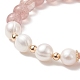 Bracelet extensible quartz naturel fraise & perle(BJEW-JB09224-04)-5