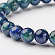 Bracelets extensibles en perles rondes en chrysocolle naturelle et lapis-lazuli (teinté)(BJEW-L594-D03)-2