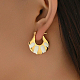 Fashionable Delicate Simple Color Block Fan-shaped Stainless Steel Hoop Earrings for Women(LW7077-4)-1