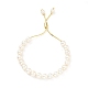 bracelet coulissant en perles de coquillage avec chaîne serpent en laiton(BJEW-B066-01B-02)-1