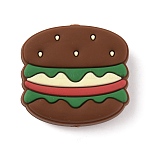 Hamburger Food Grade Eco-Friendly Silicone Beads, Sea Green, 29x31.5x11.5mm, Hole: 2.7mm(SIL-WH0012-034D)
