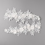 2Pcs Polyester Computerized Embroidery Cloth Patches, with Rhinestone Imitation Pearl Beads and Paillettes, Costume Accessories, Appliques, White, 150x345x7mm, 2pcs/set(DIY-GF0005-86)