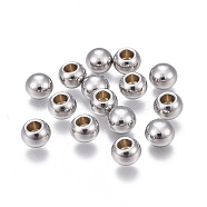 201 Stainless Steel Cord Ends, End Caps, Rondelle, Stainless Steel Color, 8x6.3mm, Hole: 3.6mm(STAS-P236-11P)