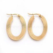 201 Stainless Steel Hoop Earrings, with 304 Stainless Steel Pin, Hypoallergenic Earrings, Oval, Golden, 33x23x1.5mm, Pin: 1mm(EJEW-A054-18G)