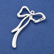 Rack Plating Alloy Pendants, Bowknot Charms, Silver, 45x26x3.5mm, Hole: 1.2mm(PALLOY-I221-10S)