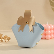 Imitation Leather Bowknot Pouches, Candy Gift Bags Christmas Party Wedding Favors Bags, Aqua, 13.5x14x8cm(PW-WG37534-04)