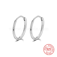 Rhodium Plated 925 Sterling Silver Huggie Hoop Earrings, with S925 Stamp, Platinum, 10mm(IK9735-06)