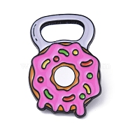 Black Alloy Brooches, Enamel Pins, for Backpack Clothes, Donut, 29.5x20x1.5mm(JEWB-G035-01D)