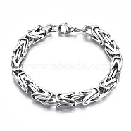 201 Stainless Steel Coffee Byzantine Chain Bracelet for Men Women, Stainless Steel Color, 8-5/8 inch(22cm)(BJEW-S057-65)